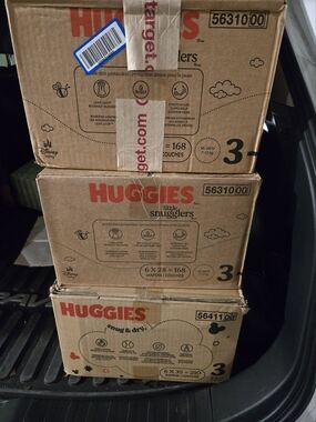 Huggies Diapers Size 3 - Brown Kraft Boxes